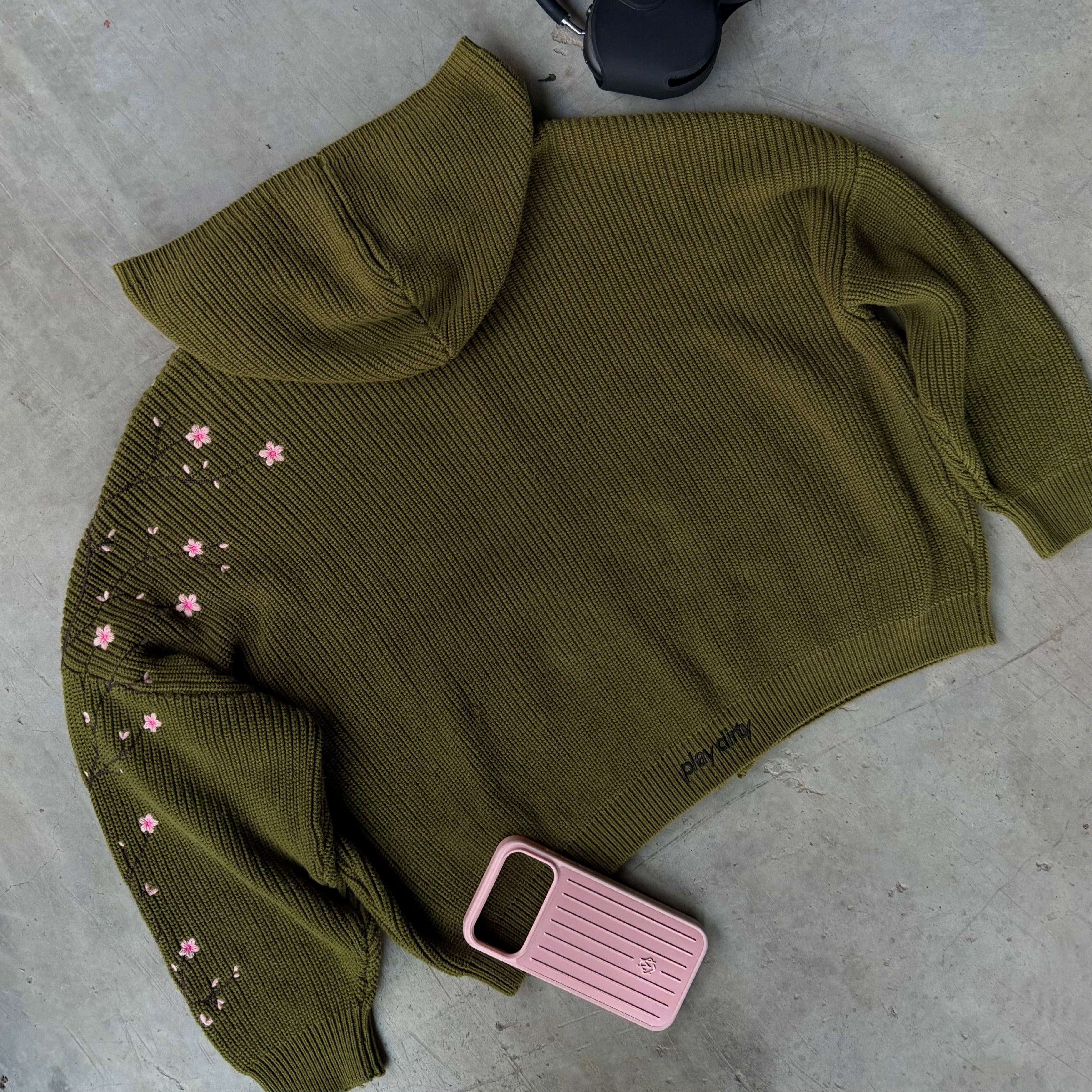 Play Dirty Olive Knit Zip